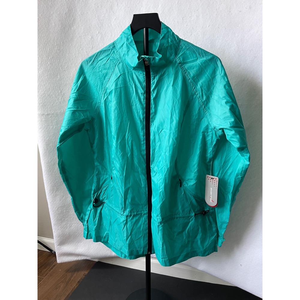 Exertek Womens Teal Green Full Zip Windbreaker Jacket Large RN 69016 New